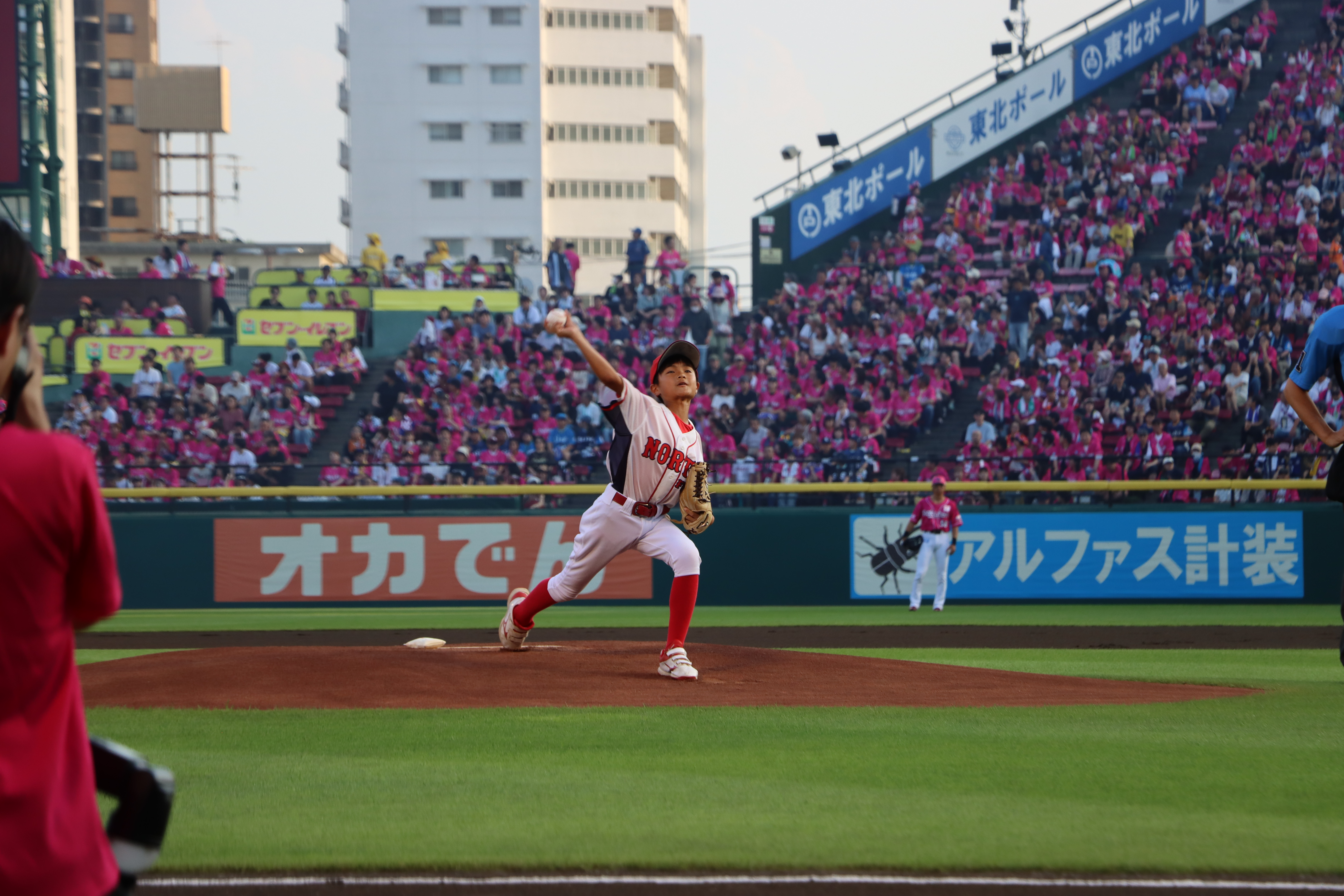 富山優人君による見事な始球式