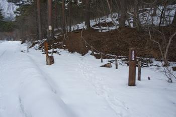 雪がたくさん積もった半田山登山道の写真