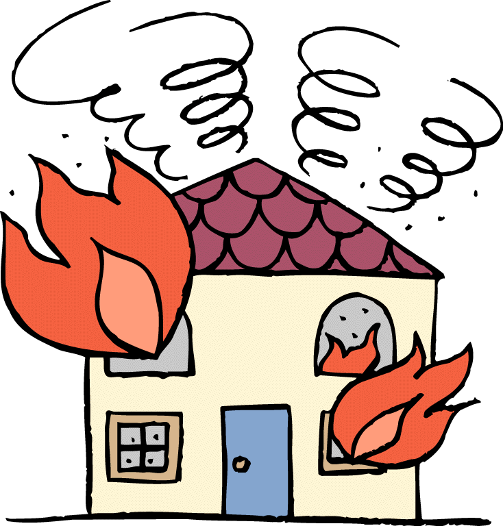 住宅火災のイラスト