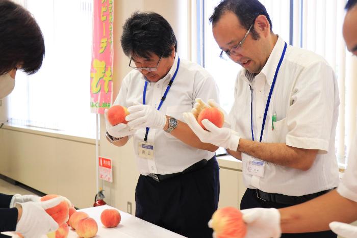 献上桃選果式の様子3