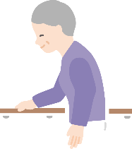 取り付けられた手すりを利用する高齢者