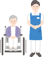 介護される女性と介護士の男性