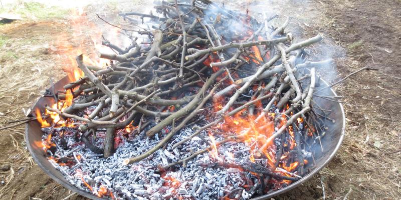バイオ炭の生成の様子