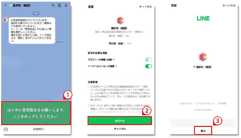 受信設定１～３